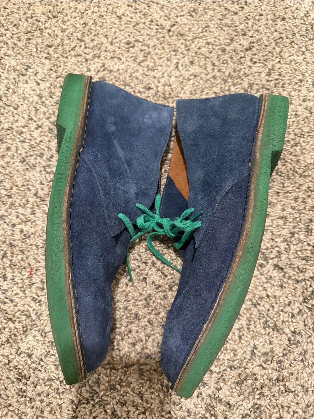 Wally Walker Chukka Boot blue suede with green laces and sole mens EU 44 /11